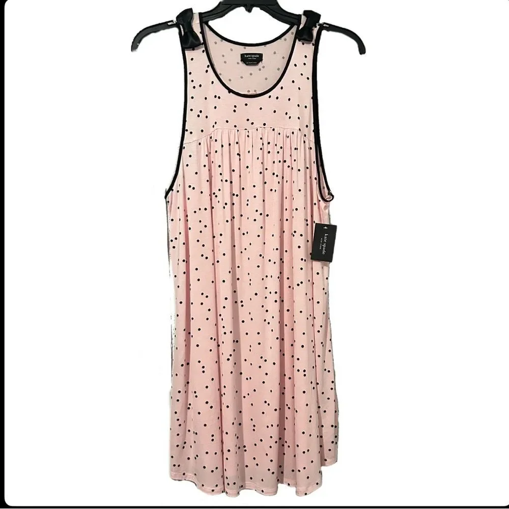 NWT Kate Spade New York Dot-Print Jersey Knit Chemise Pink/ Black Size 1X